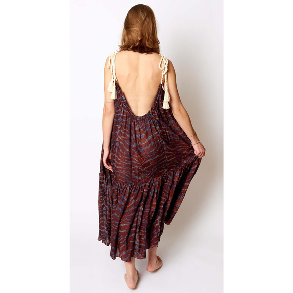 NEW! Ulla Johnson 8 Cari Tiger Print Maxi Coverup Dress Backless Cotton Burgundy - Picture 6 of 7